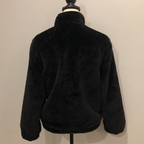 Cynthia Rowley black faux fur bomber jacket L super soft and mint condition - Picture 6 of 13